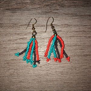 Beaded Tassel Dangle Earrings